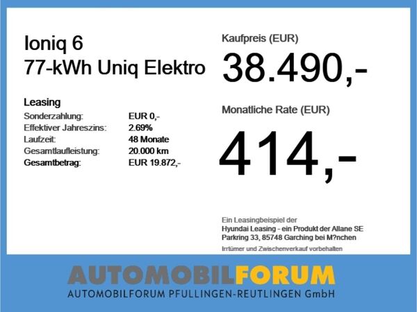 Hyundai IONIQ 6 Ioniq 6 77-kWh Uniq Elektro Vorführwagen inkl WKR bild 4