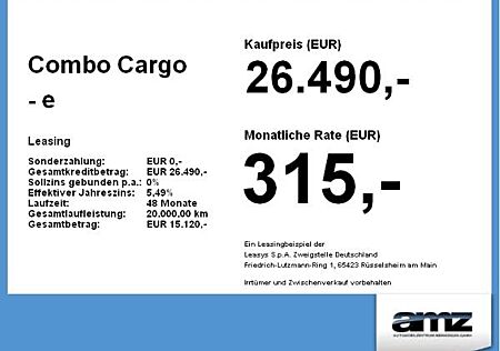 Opel Combo Cargo - e Basis *Rückfahrkam*Parksensoren*