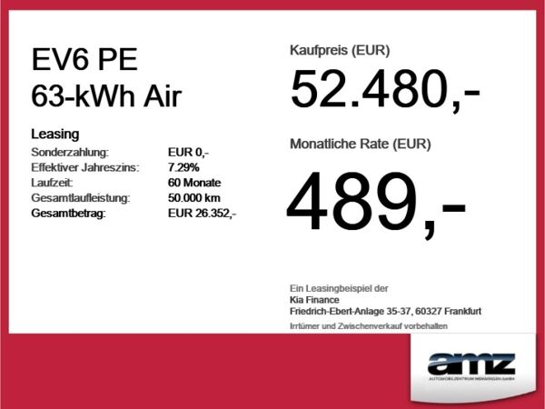 Kia EV6 PE 63-kWh Air *NEU*FACELIFT bild 4