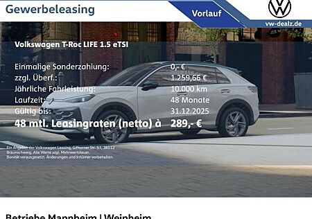 VW T-Roc Volkswagen Life 1.5 l eTSI DSG NAVI LED DAB APP ALU