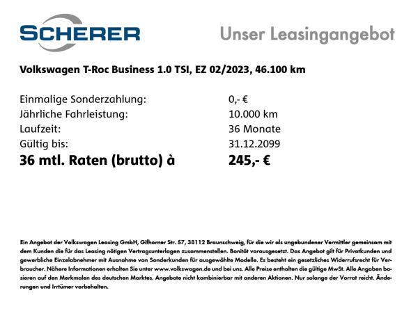 Volkswagen T-Roc 1.0 TSI *Style* Business Paket Navi SHZ VKZ-Erk. bild 2