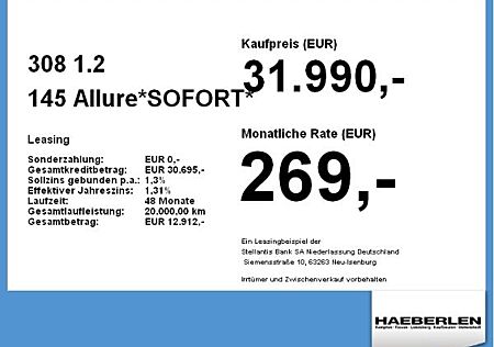 Peugeot 308 1.2 145 Allure*SOFORT* ACC+LED+SHZ+Winterp.