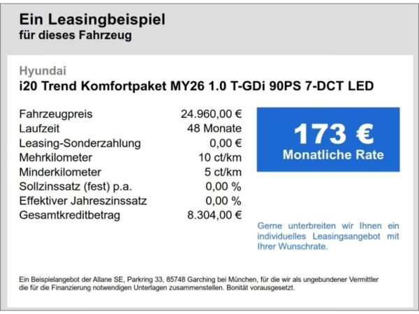 Hyundai i20 Trend Komfortpaket MY26 1.0 T-GDi 7-DCT LED Apple CarPlay bild 5