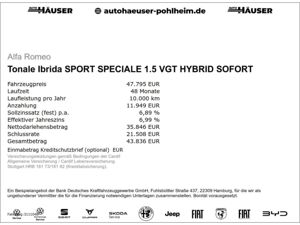 Alfa Romeo Tonale Ibrida SPORT SPECIALE 1.5 VGT HYBRID SOFORT HARMAN-KARDON EL. HECKKL. bild 2