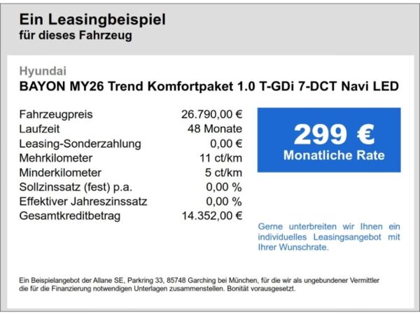 Hyundai BAYON MY26 Trend Komfortpaket 1.0 T-GDi 7-DCT Navi LED bild 5