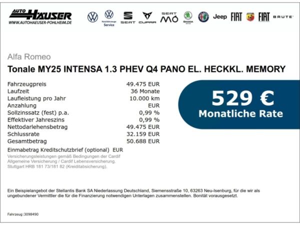 Alfa Romeo Tonale MY25 INTENSA 1.3 PHEV Q4 PANO EL. HECKKL. MEMORY WALLBOX bild 2