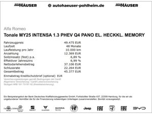 Alfa Romeo Tonale MY25 INTENSA 1.3 PHEV Q4 PANO EL. HECKKL. MEMORY WALLBOX bild 2