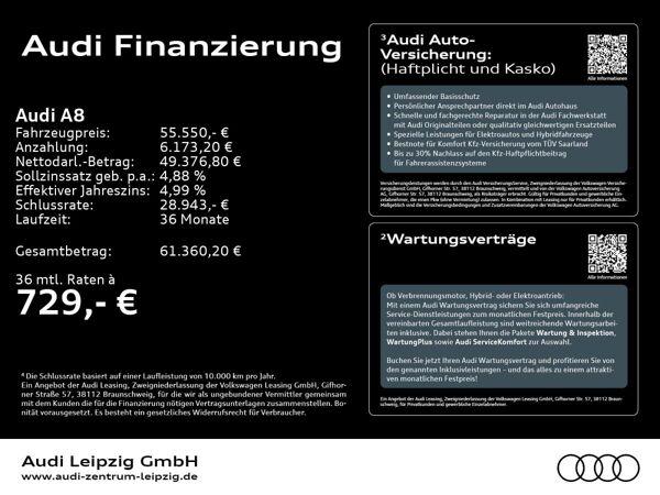 Audi A8 50 TDI qu. *Dig. Matrix*Pano*AIR*AHK*HuD*B&O* bild 2