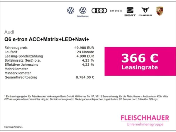 Audi Q6 e-tron S Line ACC Matrix LED Navi bild 3