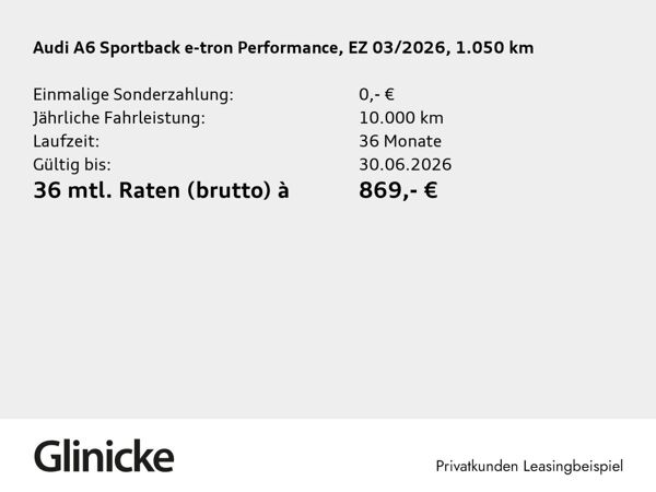 Audi A6 e-tron A6 Sportback e-tron performance Matrix Pano B&O bild 2