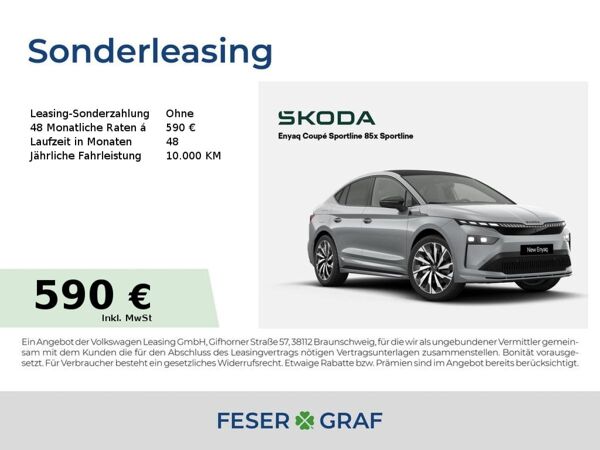 Skoda ENYAQ Enyaq Coupe 85x Sportline 82 kWh 4x4*AHK* bild 1