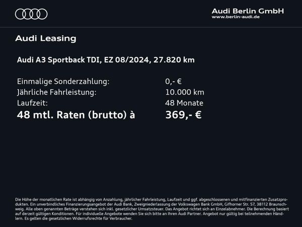 Audi A3 Sportback 30 TDI 6-G. LED RFK NAVI PDC VIRTC bild 2