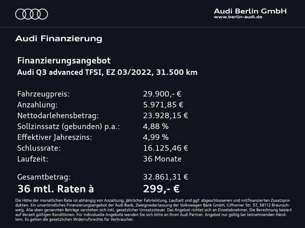 Audi Q3 advanced 35 TFSI 6-Gang VIRTUAL 360° LED NAVI bild 2