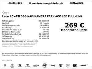 Cupra Leon 1.5 eTSI DSG NAVI KAMERA PARK ACC LED FULL-LINK SITZHZG bild 5