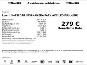 Cupra Leon 1.5 eTSI DSG NAVI KAMERA PARK ACC LED FULL-LINK bild 2