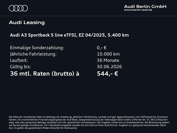 Audi A3 Sportback TFSI e S line 40 e S tr. AHK HUD bild 2