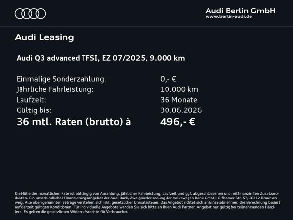 Audi Q3 advanced 35 TFSI S tr. AHK PDC MATRIX NAVI bild 2