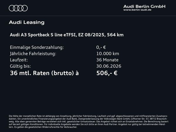 Audi A3 Sportback TFSI e S line 40 e S tr. bild 2