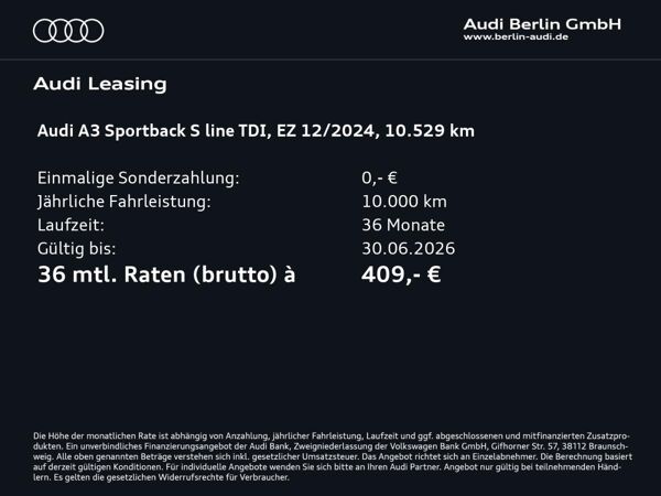 Audi A3 Sportback S line 35 TDI S tronic bild 2