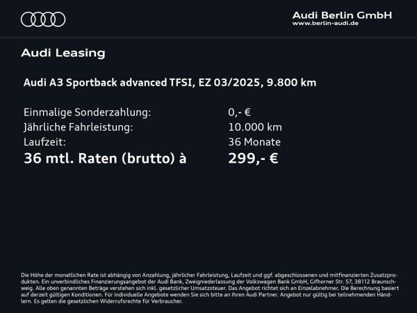 Audi A3 Sportback Advanced 30 TFSI S tr. STDHZG PANO bild 2