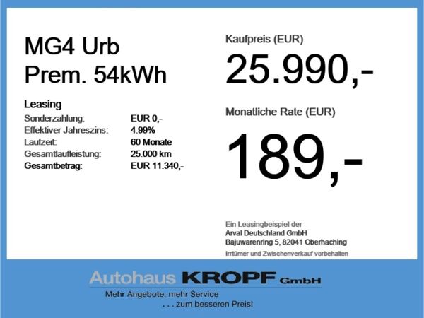MG MG4 4 Urb Prem. 54kWh Premium 360° Kamer SHZ Navi bild 4