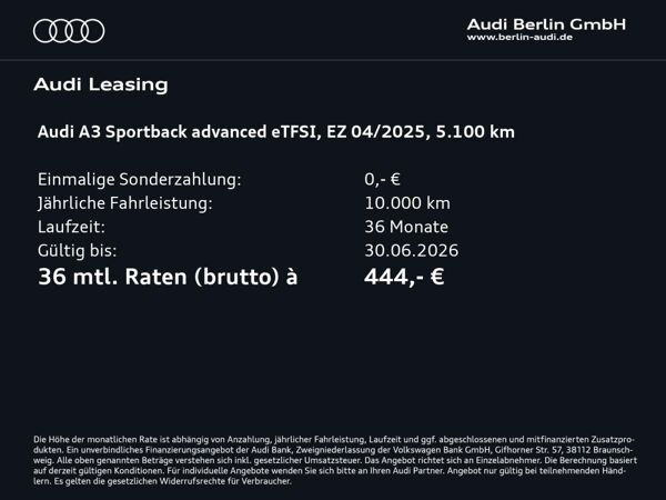 Audi A3 Sportback TFSI e Advanced 40 e S tr. LED RFK bild 2