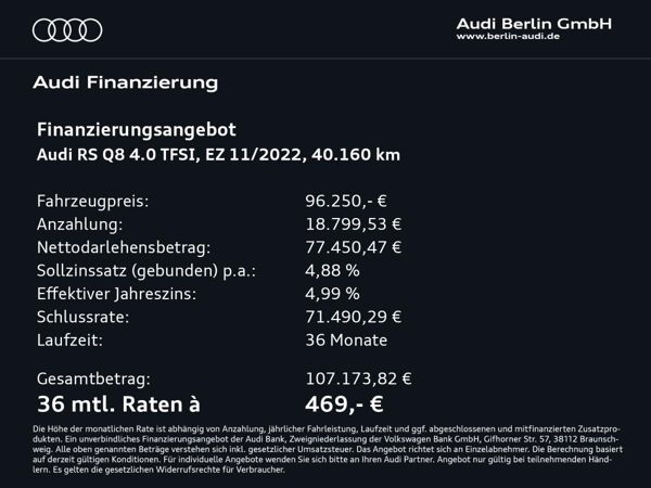 Audi RS Q8 4.0 TFSI qu.tiptr. STDHZG HUD PANO NACHTS bild 2