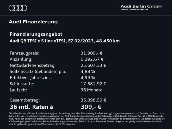 Audi Q3 TFSI e 45 e S tr. PDC LED NAVI VIRTUAL PANO bild 2