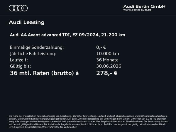 Audi A4 Avant Advanced 30 TDI S tr. AHK LED RFK NAVI bild 2