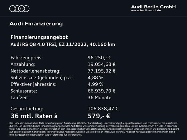 Audi RS Q8 4.0 TFSI qu.tiptr. STDHZG HUD PANO NACHTS bild 2