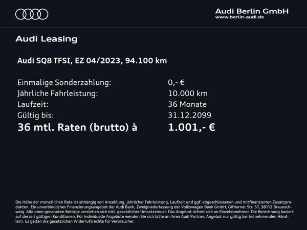 Audi SQ8 TFSI tiptr. STDHZG MATRIX RFK VIRTUAL NAVI bild 2
