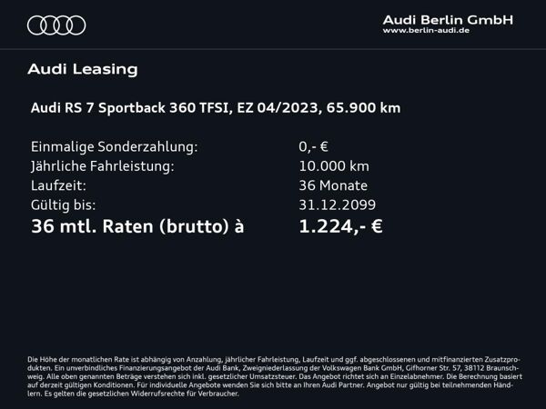 Audi RS7 RS 7 Sportback tiptr. STDHZG HUD PANO MATRIX 360 bild 2