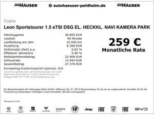 Cupra Leon Sportstourer 1.5 eTSI DSG EL. HECKKL. NAVI KAMERA PARK ACC LED bild 5
