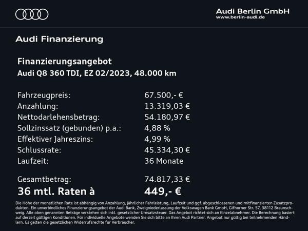 Audi Q8 50 TDI qu.tiptr. STDHZG MATRIX 360°K HUD bild 2