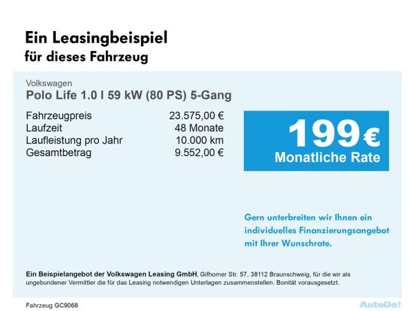 Volkswagen Polo Life 1.0 l 5-Gang LED Klima bild 3