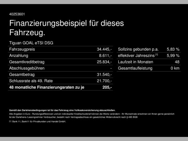 Volkswagen Tiguan GOAL eTSI DSG|AHK|360°CAM|NAV|KEYLESS|ACC bild 2