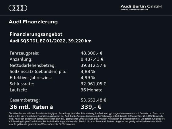 Audi SQ5 TDI tiptr. LEDER MATRIX RFK NAVI VIRTUAL B&O bild 2