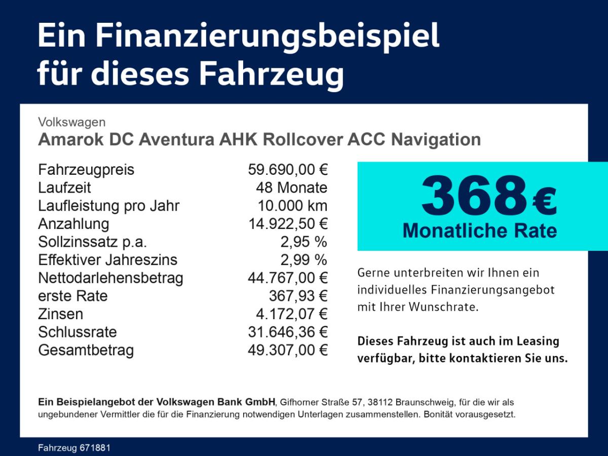 Volkswagen Amarok DC Aventura AHK Rollcover ACC Navigation bild 3