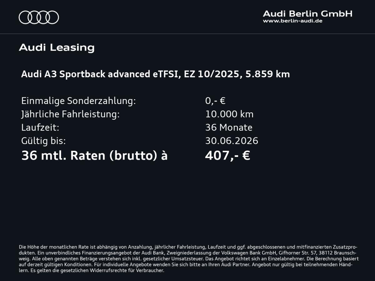Audi A3 Sportback TFSI e Advanced 40 S tronic bild 2