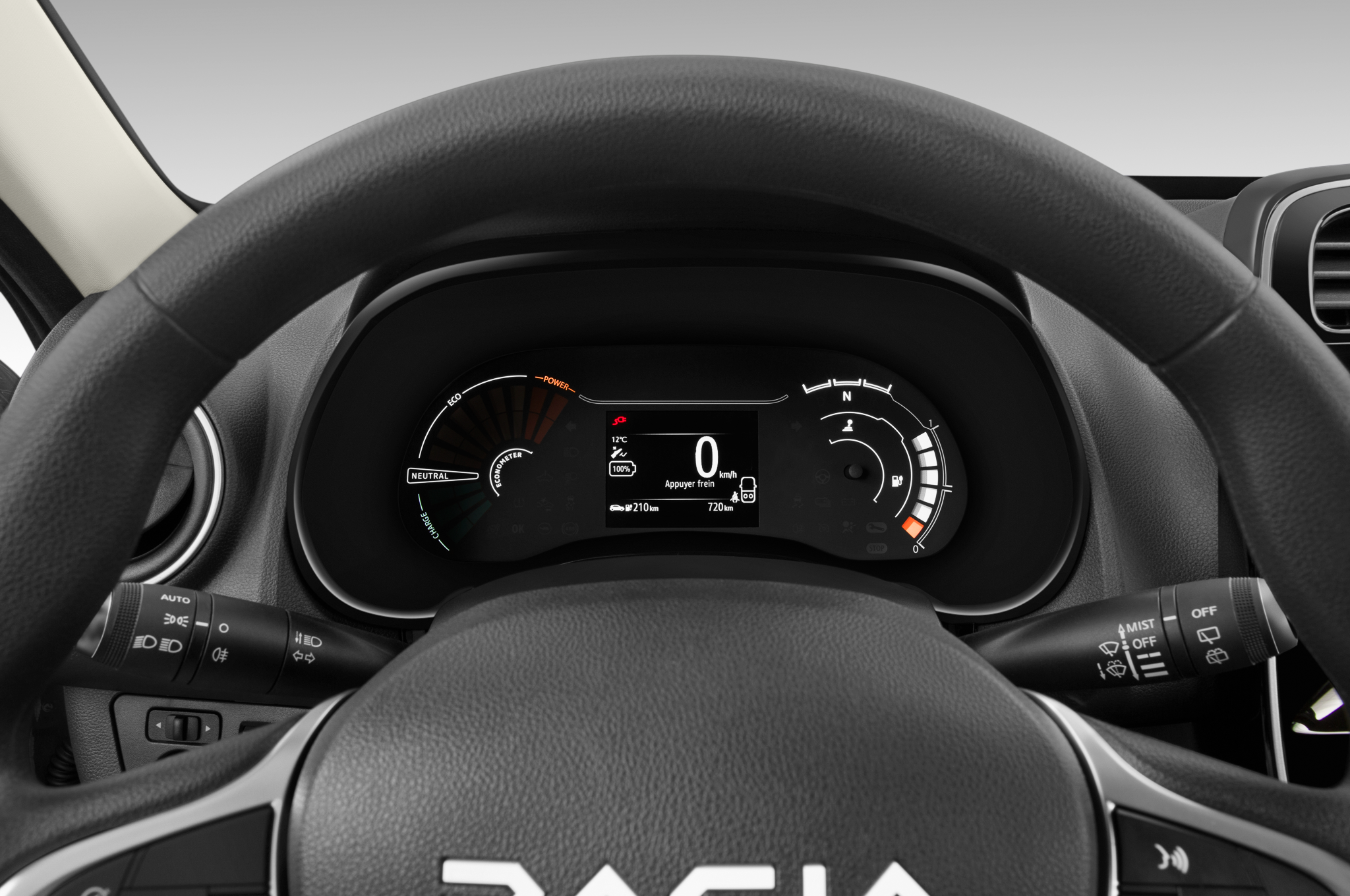 Dacia Spring (Baujahr 2023) Essential 5 Türen Tacho und Fahrerinstrumente