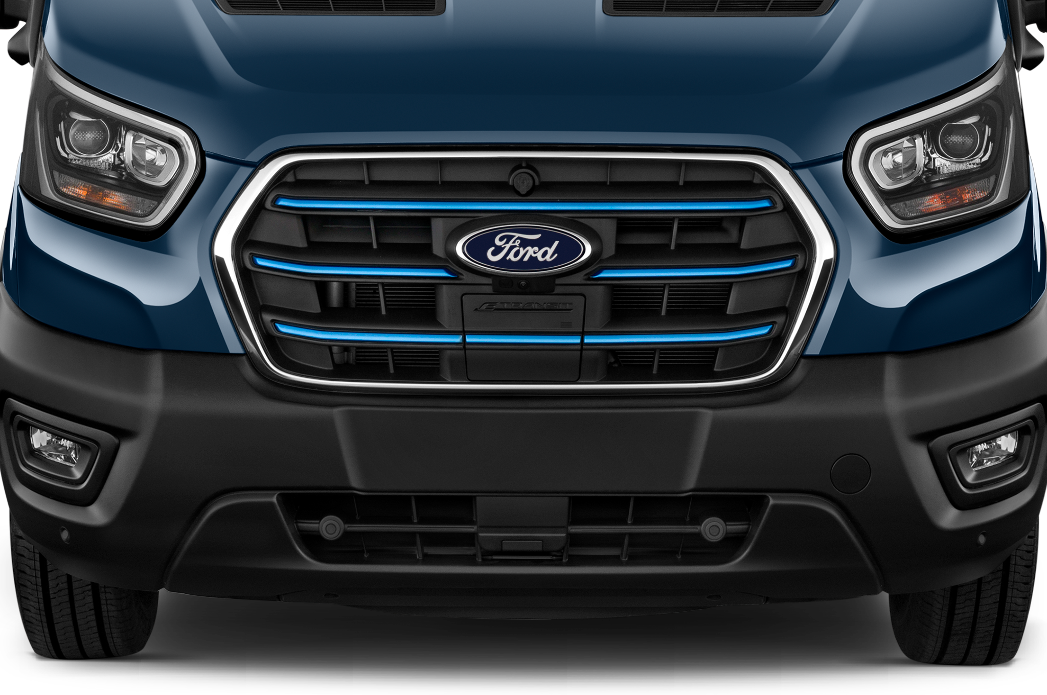 Ford e-Transit (Baujahr 2023) Trend 4 Türen Kühlergrill und Scheinwerfer