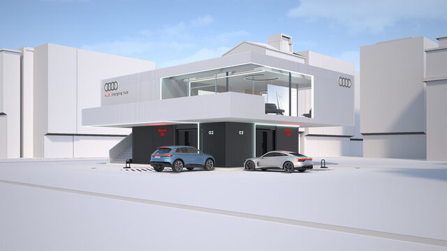 Audi Charging Hub   - Business-Lounge für E-Autofahrer  