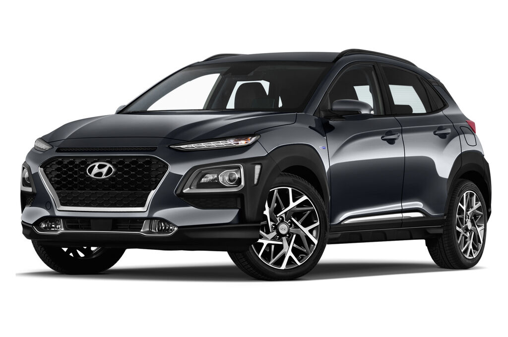 Hyundai Kona Hybrid (Baujahr 2020) Trend 5 Türen seitlich vorne mit Felge