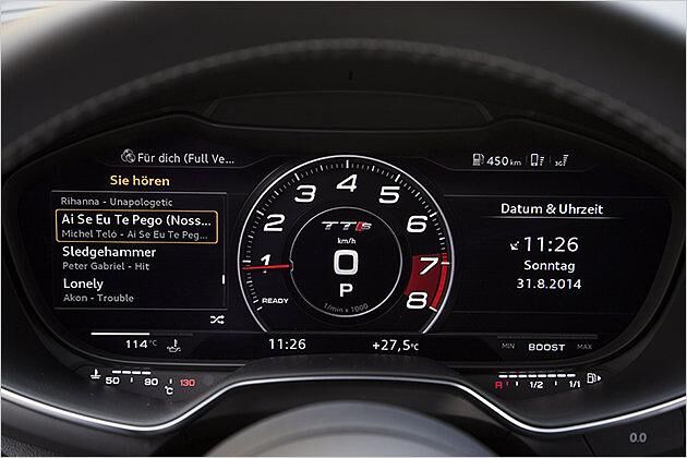 Dem TTS vorbehalten ist diese Instrumentenansicht mit zentralem Drehzahlmesser