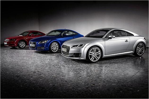 Evolution: Alle drei TT-Generationen seit 1998 (ganz links) auf einen Schlag