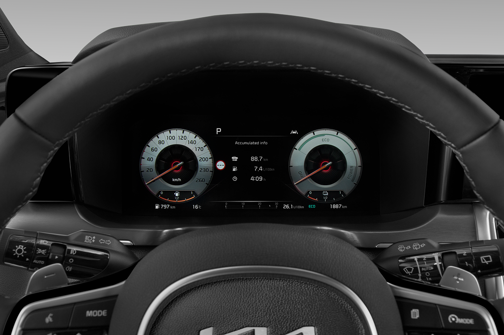 Kia Sorento Hybride (Baujahr 2023) Base 5 Türen Tacho und Fahrerinstrumente