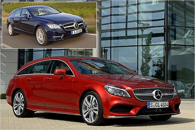 Besonders an der Frontpartie ist der neue CLS (großes Bild) auf den ersten Blick vom bisherigen Modell zu unterscheiden