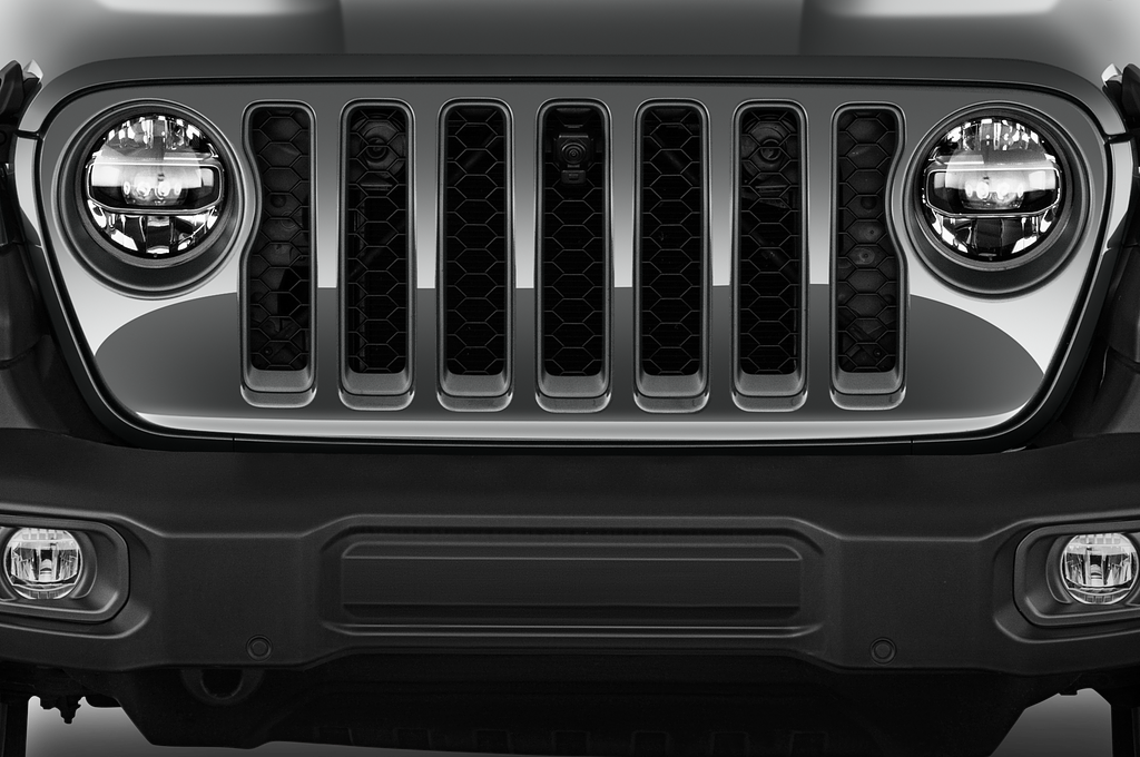 Jeep Wrangler 4xe (Baujahr 2021) 80th Anniversary 5 Türen Kühlergrill und Scheinwerfer