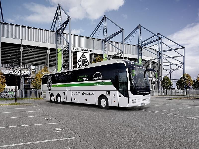 Der Mannschaftsbus von Borussia Mönchengladbach