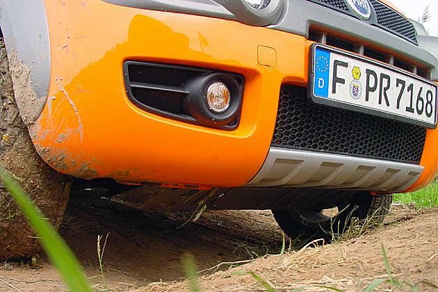 Bei größeren Hindernissen stößt der Panda vorn an seine Grenzen